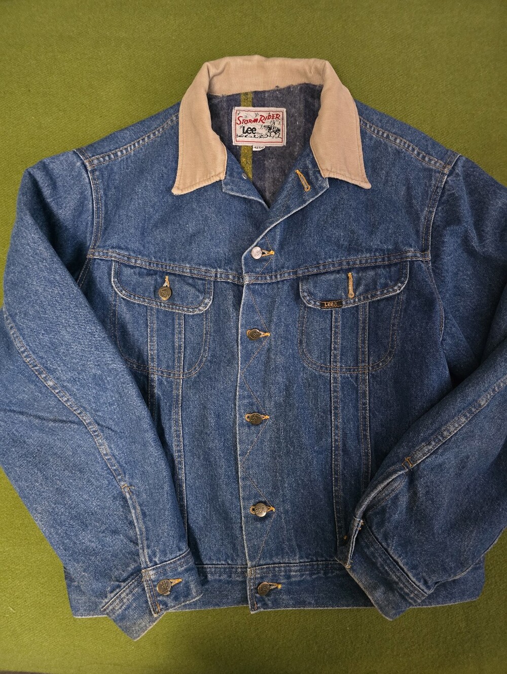 Vintage Lee Blue Denim Jacket with Tan Collar